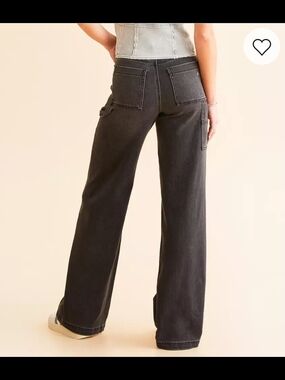 Hidden Jeans High-Rise Wide-Leg Jeans in Charcoal Black